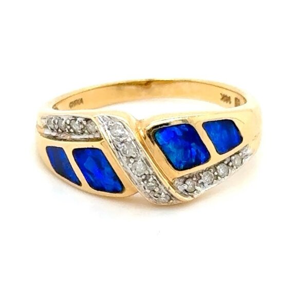 14K Gold Opal/Diamonds Ring